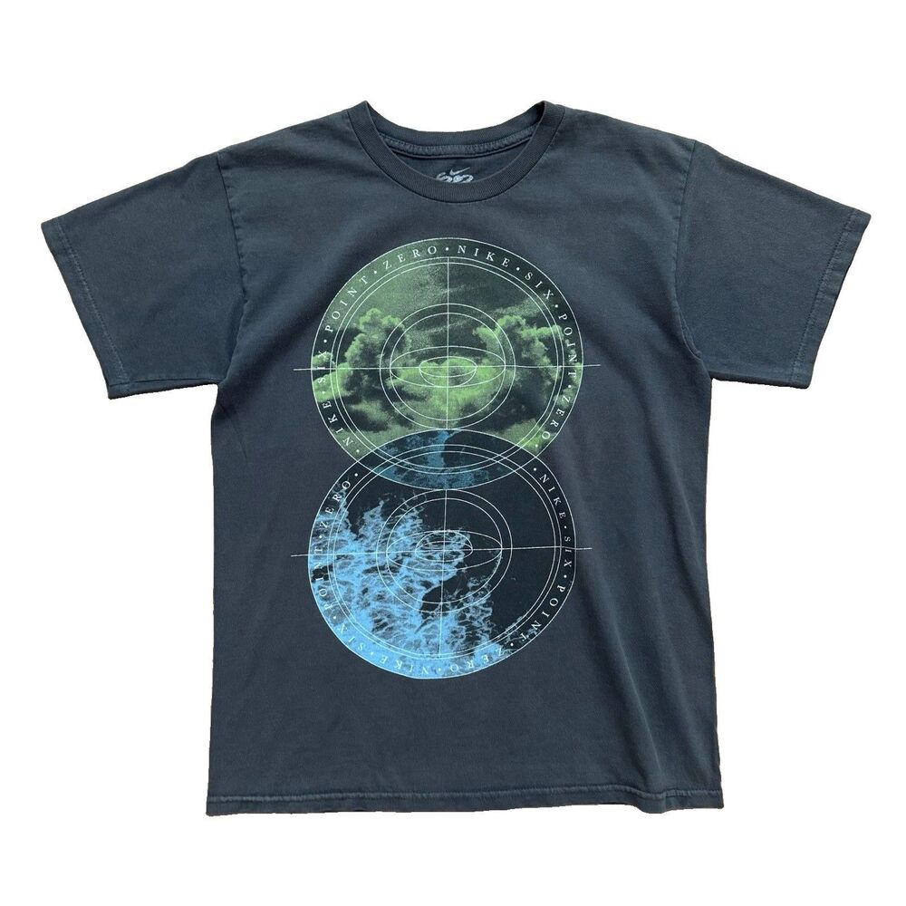 Vintage Nike 6.0 Graphic Radial Design T Shirt Size Small Gray Y2K